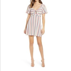 In The Favor Striped Tie-Front Mini Dress S